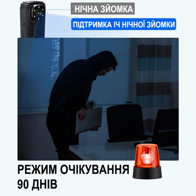 Wifi міні камера відеоспостереження MD37 з датчиком руху та нічною зйомкою, боді камера з додатком iOS /Android, 2К