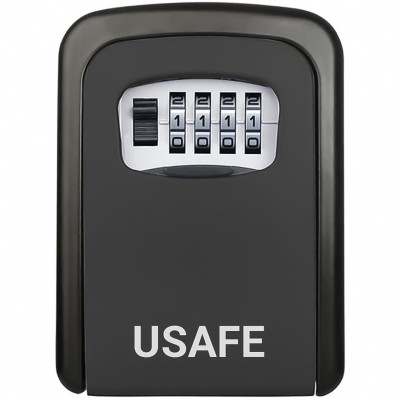 Антивандальний зовнішній міні сейф для ключів uSafe KS-04, з кодовим замком, настінний, Чорний