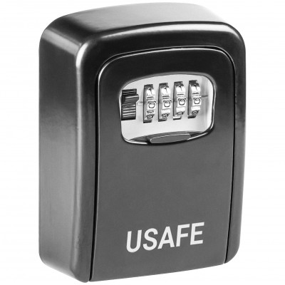 Антивандальний зовнішній міні сейф для ключів uSafe KS-04, з кодовим замком, настінний, Чорний