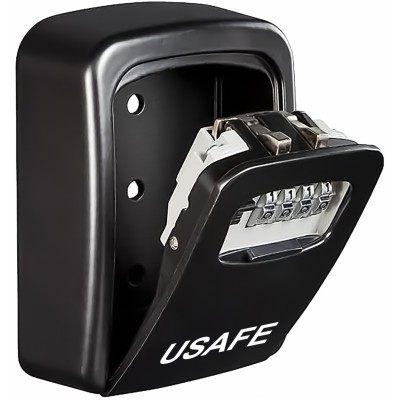 Антивандальний зовнішній міні сейф для ключів uSafe KS-04, з кодовим замком, настінний, Чорний