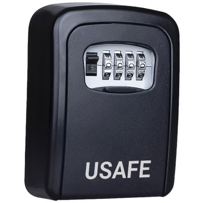 Антивандальний зовнішній міні сейф для ключів uSafe KS-04, з кодовим замком, настінний, Чорний