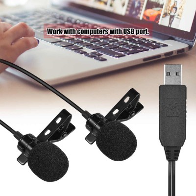 Подвійний петличний мікрофон Andoer EY-510D USB, 6 метрів, петличка для ноутбука, компютера, ПК
