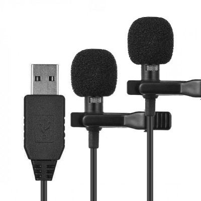 Подвійний петличний мікрофон Andoer EY-510D USB, 6 метрів, петличка для ноутбука, компютера, ПК
