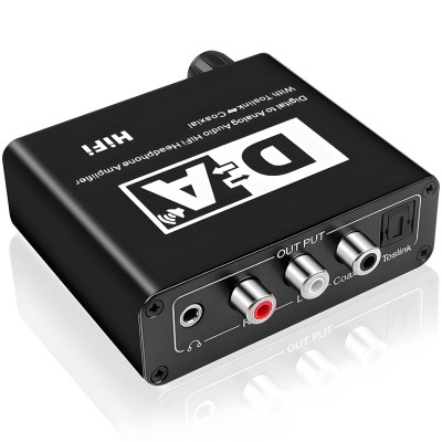 Конвертер звукового сигналу Addap DAC-02, ЦАП-перетворювач аудіо з Toslink (SPDIF) та коаксіального на RCA + mini Jack + SPDIF + коаксіал
