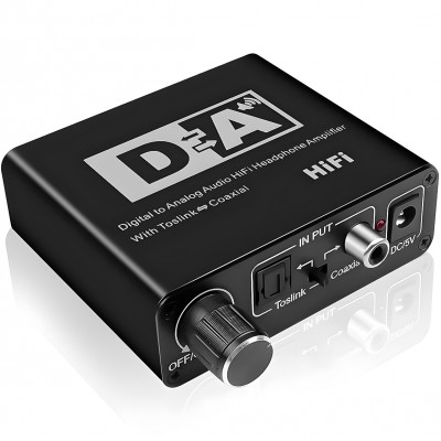 Конвертер звукового сигналу Addap DAC-02, ЦАП-перетворювач аудіо з Toslink (SPDIF) та коаксіального на RCA + mini Jack + SPDIF + коаксіал