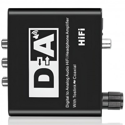 Конвертер звукового сигналу Addap DAC-02, ЦАП-перетворювач аудіо з Toslink (SPDIF) та коаксіального на RCA + mini Jack + SPDIF + коаксіал