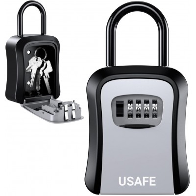 Підвісний металевий міні сейф для ключів uSafe KS-05, з гачком і паролем, Сірий