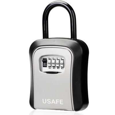 Підвісний металевий міні сейф для ключів uSafe KS-05, з гачком і паролем, Сірий