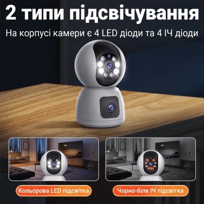 Поворотна WiFi камера відеоспостереження, відеоняня uSafe IC-01DL-PTZ, з датчиком руху та нічною підсвіткою, 4 МП
