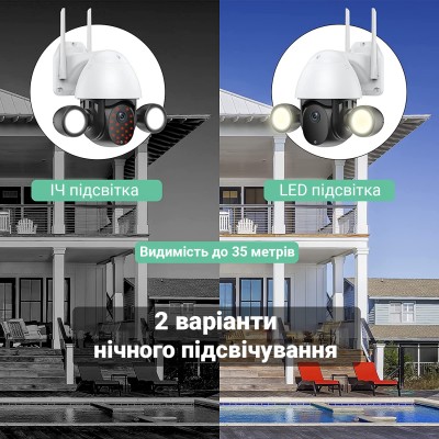 Поворотна вулична WiFi камера відеоспостереження USmart OPC-04W, з прожектором, додатком Tuya, 3 МП, PTZ