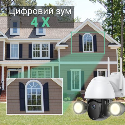 Поворотна вулична WiFi камера відеоспостереження USmart OPC-04W, з прожектором, додатком Tuya, 3 МП, PTZ
