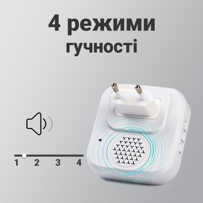 Бездротовий дверний дзвінок з годинником Digital Lion WDB-07C, до 150 м, Білий