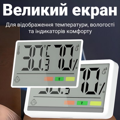 Цифровий кімнатний термометр-гігрометр UChef YZ-6049, термогігрометр з індикатором комфортної температури та вологості