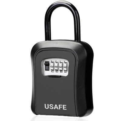 Підвісний металевий міні сейф для ключів uSafe KS-05, з гачком і паролем, Чорний