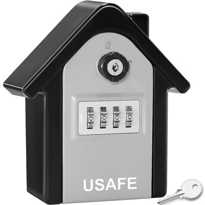 Антивандальний зовнішній міні сейф для ключів uSafe KS-06, в формі будинку, з кодовим замком і ключем, настінний, Сірий
