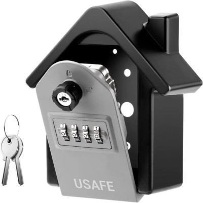 Антивандальний зовнішній міні сейф для ключів uSafe KS-06, в формі будинку, з кодовим замком і ключем, настінний, Сірий