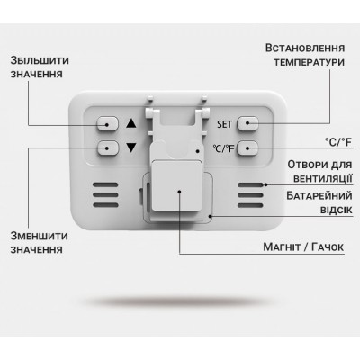 Цифровий термометр / гігрометр для холодильника / морозильника UChef A0909C, з сигналізатором температури