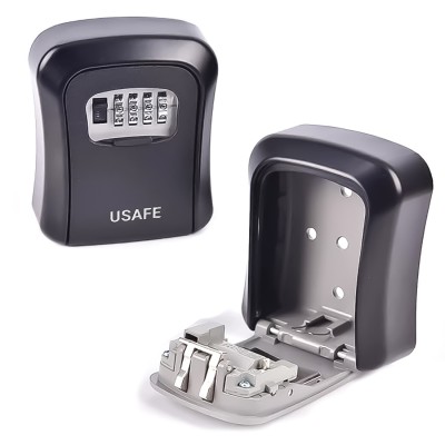 Антивандальний зовнішній міні сейф для ключів uSafe KS-03, з кодовим замком, настінний, Чорний