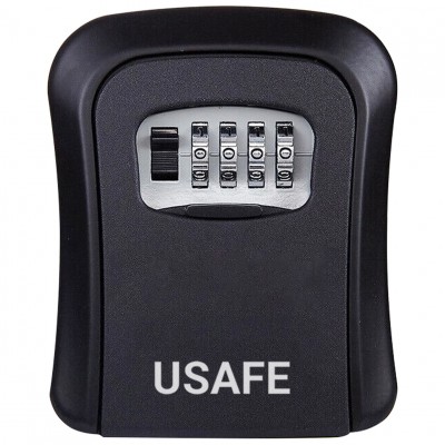 Антивандальний зовнішній міні сейф для ключів uSafe KS-03, з кодовим замком, настінний, Чорний