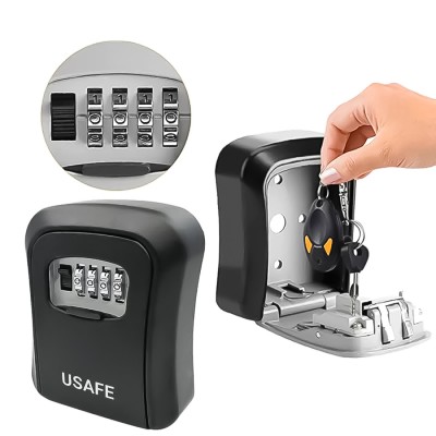 Антивандальний зовнішній міні сейф для ключів uSafe KS-03, з кодовим замком, настінний, Чорний
