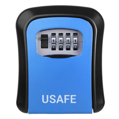 Антивандальний зовнішній міні сейф для ключів uSafe KS-03, з кодовим замком, настінний, Синій