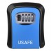 Антивандальний зовнішній міні сейф для ключів uSafe KS-03, з кодовим замком, настінний, Синій