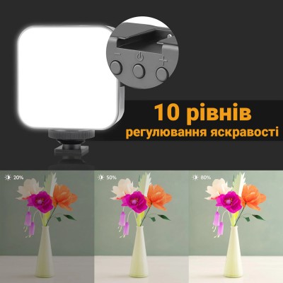 Алюмінієвий риг - клітка для смартфона з LED лампами і мікрофоном Andoer PVK-02 | Набір для блогера 3 в 1