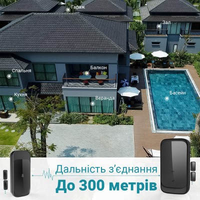 Вологозахисний сенсорний бездротовий дверний дзвінок Digital Lion WDB-03, 58 мелодій, до 300 м, Чорний