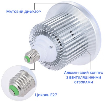 Світлодіодна LED лампа для софтбоксу Andoer SBK-01 з пультом, для постійного світла, E27, 85W, 2шт.