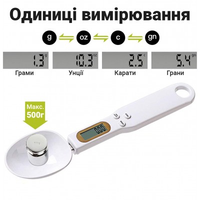 Кухонна мірна ложка - ваги UChef DSS-01, електронна з вбудованою вагою та LCD екраном, до 500 г