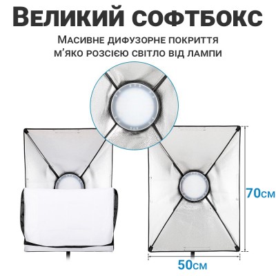 Студійний світлодіодний LED софтбокс зі штативом Andoer SBK-03 | Набір постійного світла