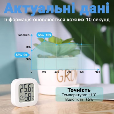 Цифровий електронний термометр - гігрометр UChef CX-0726, термогігрометр для вимірювання температури і вологості в приміщенні