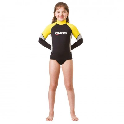 Лонгслив детский Mares Rash Guard Block UPF 80+ черно-желтый 9-10 лет 5812