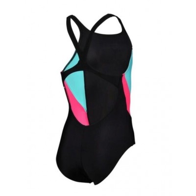 Купальник закрытый для девочек Arena SWIMSUIT V BACK PANEL черный, розовый, бирюзовый Дет 116см 2926