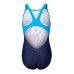 Купальник закрытый для девочек Arena WAVES BREAKING SWIMSUIT V BACK голубой, фиолетовый Дет 128см 2928
