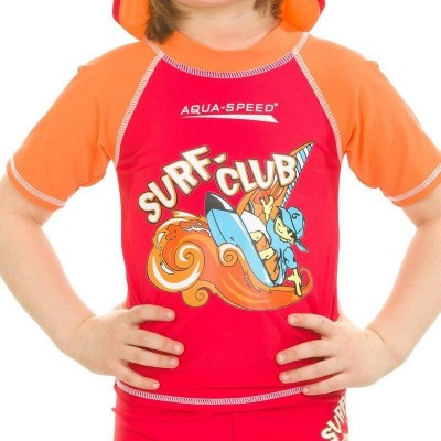 Топ солнцезащитный для парней Aqua Speed ​​SURF-CLUB T-SHIRT 2033 красный, оранжевый дит 128см 1831