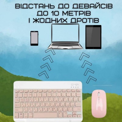 Бездротовий комплект клавіатура та миша Bluetooth + 2.4 ГГц, українська розкладка